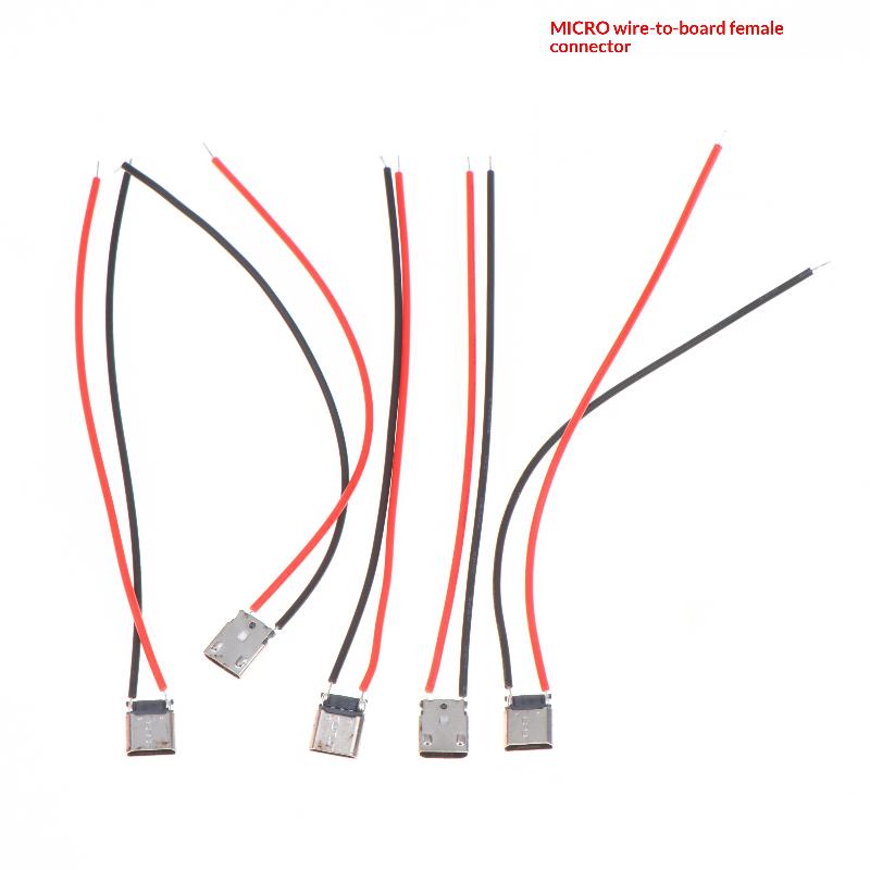 5Pcs 2Pin Micro Usb Type C Male Female Jack Welding Wire Straight Connector For Mobile Phone Charging Port Socket