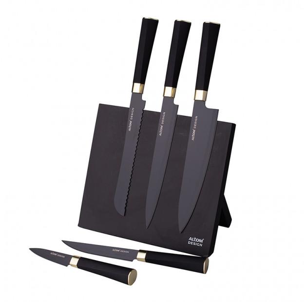 

Кухонные ножи из нержавеющей стали в магнитном блоке MAGNETIC BLACK 6 шт.