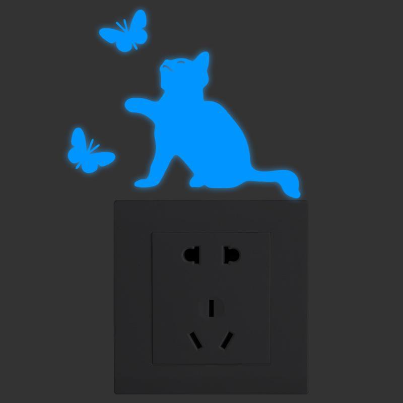 Luminous Five-Pointed Star Wall Stickers for Bedroom and Living Room, Creative Fluorescent Switch Animal Decals.