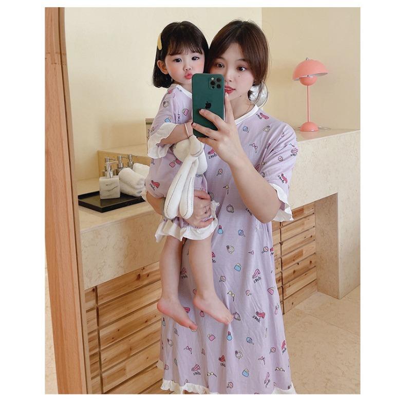Little Girls Sweet Princess Cartoon Print Summer Thin Sleep Dress Kids Home Nightgown