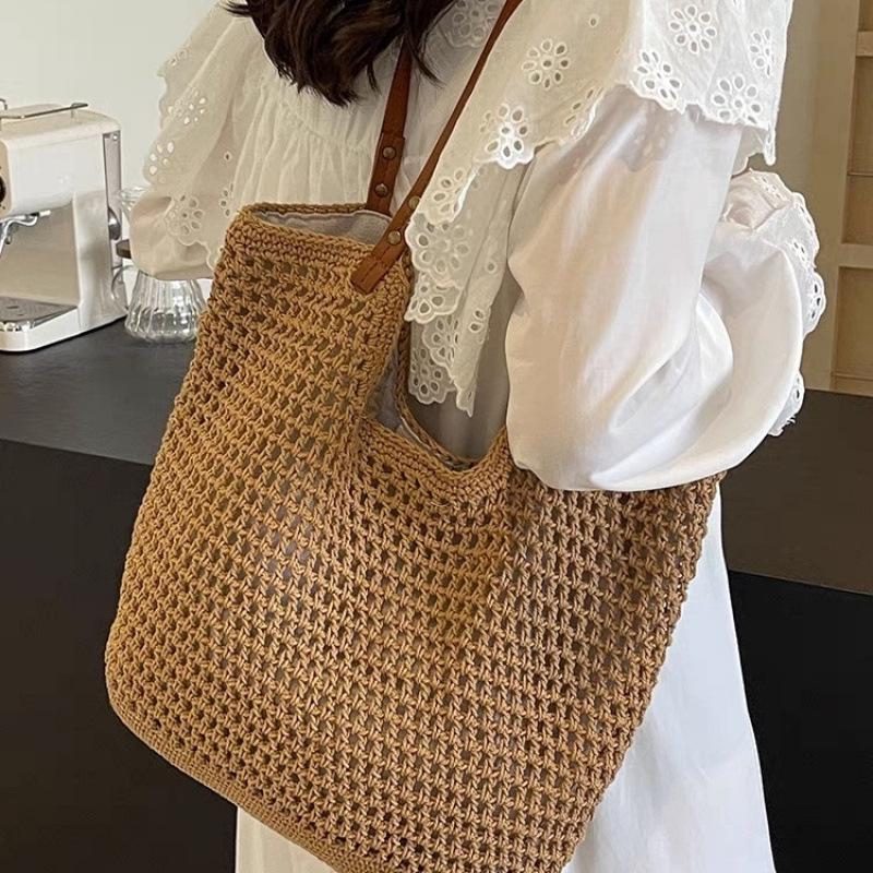 Mesh Weave Large Capacity Single Shoulder Bag for Beach and Travel 2025 Versatile Underarm Commute Bag