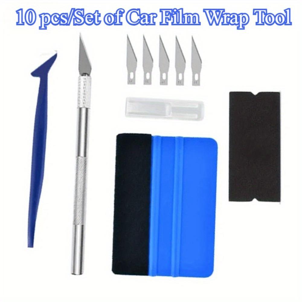 

10pcs Vinyl Wrap Tool Kit - Blue Contour Squeegee, Metal Knife + 5 Blades, Dual-Sided Scraper, Felt Tool (Scratch-Free) синий