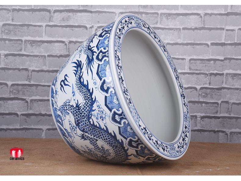 2024 New Chinese Hand-Painted Large Ceramic Fish Tank and Outdoor Flower Pot