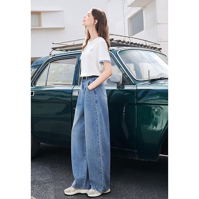 BETU Women's High-Waist Loose Denim Wide-Leg Pants
