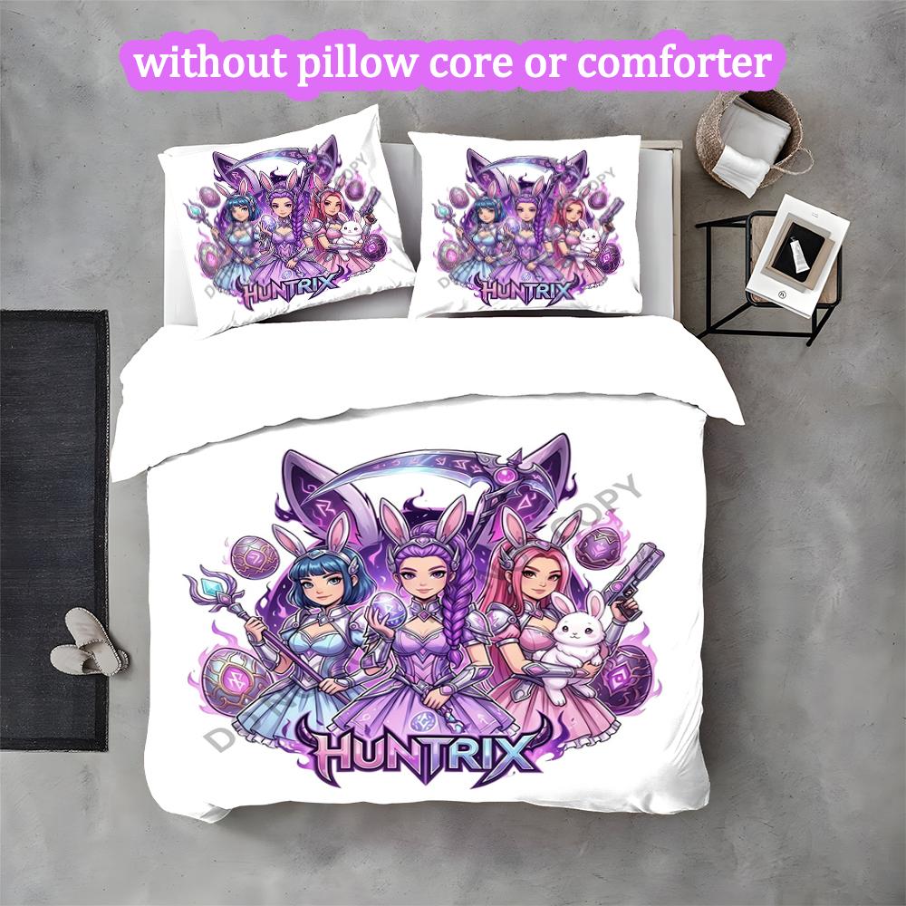 Kpop Duvet Cover Set - 3pcs Polyester Bedding Set with Digital Print, 1 Comforter Cover & 2 Pillow Shams