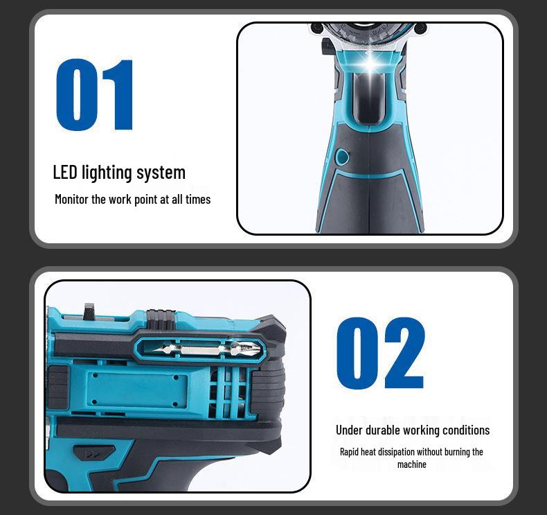 12V Rechargeable Handheld Drill & Screwdriver Set with Two-in-One Lithium Battery
