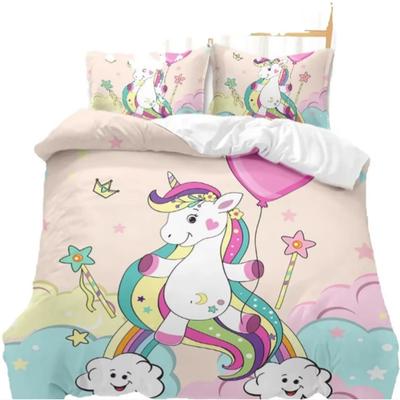 Hot Sale Cartoon Unicorn Kids Girls Pink 3D Bedding Set Duvet Cover Bedcllothes Animal Printed Queen King Size Home Duvet Covers