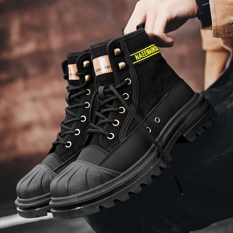 Boots men's high top 2026 summer anti slip and wear-resistant thick soled trendy boots men's workwear versatile