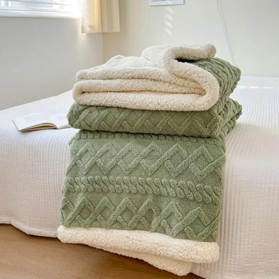 Autunno Inverno Morbido Velluto Scialle da Ufficio Coperta Moda Flanella Jacquard Double-face Coperta Lana di Agnello Corallo Pisolino Copridivano Adatto per Tutte le Stagioni