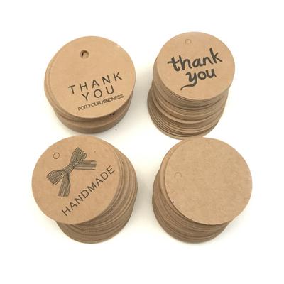 100pc Handmade Round Kraft Packing Gift Tag Bow Style Kraft Paper Hang Tags Gift Packing Label Cards