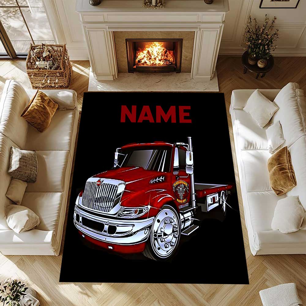 Heavy Trucks Customize your name rug, office chair cushion, home bedroom living room gift.