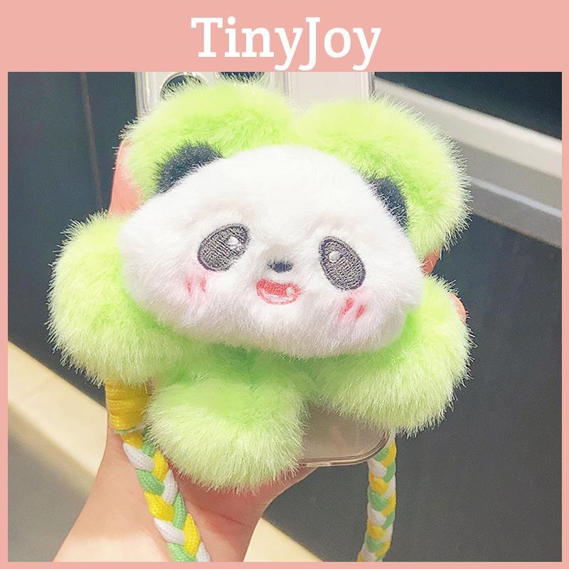 Playful Plush Cartoon Flower Panda Mobile Phone Accessory Colorful Holder Keychain
