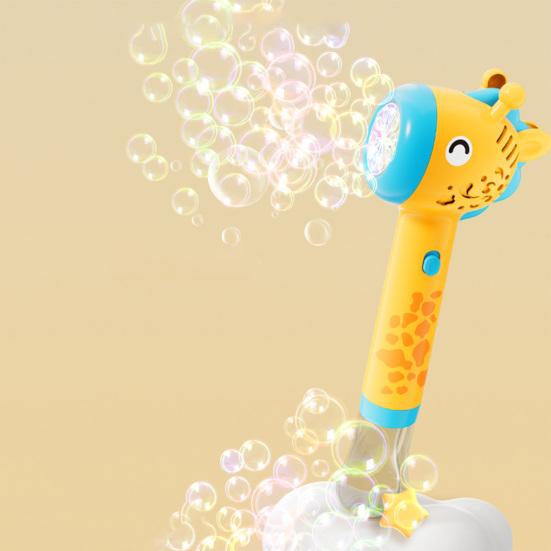 Electric Giraffe Bubble Maker Wand with Light 10 Holes Cartoon Animal