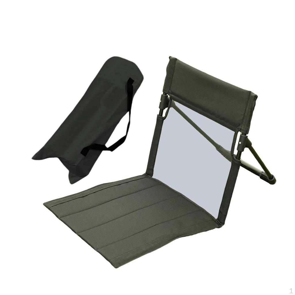 Floor Chair with Back Support Camp Bleacher Cushion Seat Pad Storage Bag Foldable Beach