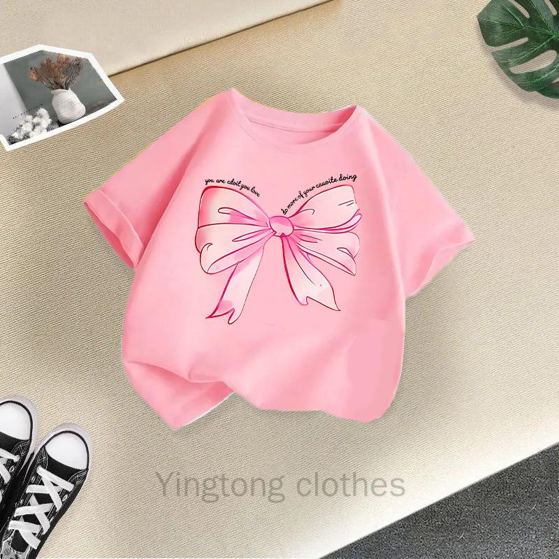 Neues Sommer-T-Shirt für Mädchen Kinder Kurzarm Cartoon Aufdruck Westlicher Stil Oberteil Lockerer Schnitt für Mädchen