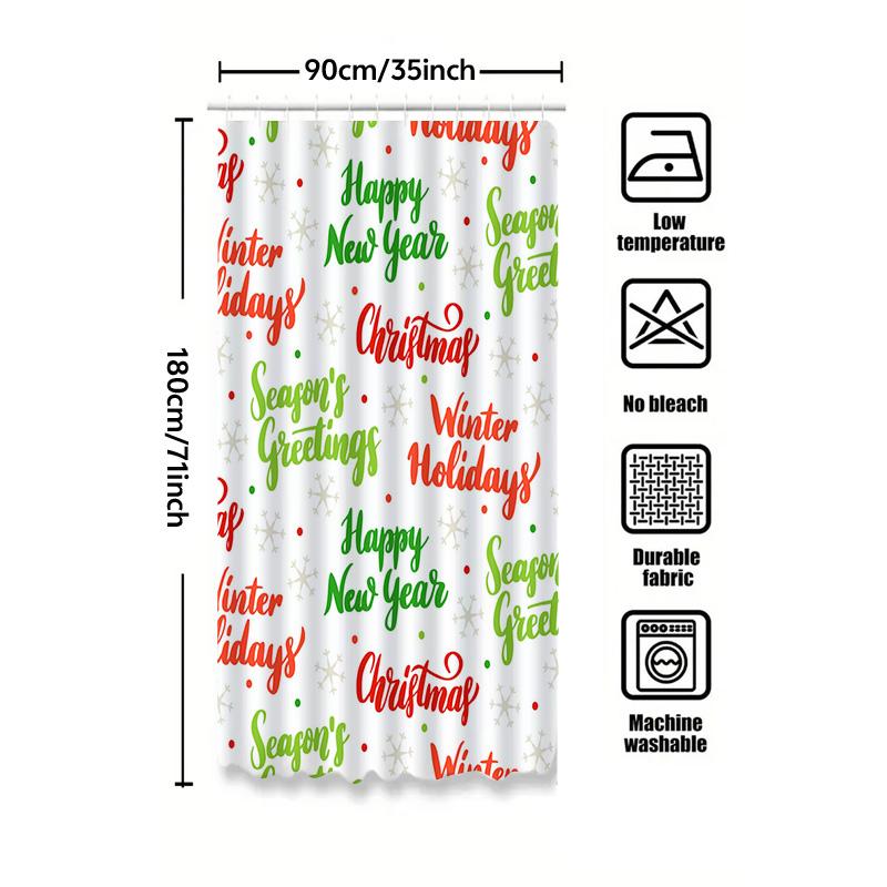 Tu Christmas Shower Curtain Festive Holiday Bathroom Decor Waterproof Farmhouse Modern Pattern Winter Holiday Season Home Decor