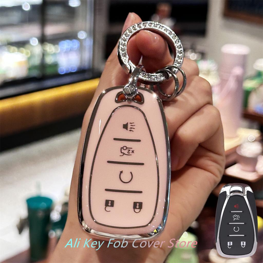 Key Fob Cover with Keychain Lanyard for Chevy Malibu Camaro Blazer Cruze Sonic Volt Equinox Spark Remote Key Vehicle Accessories