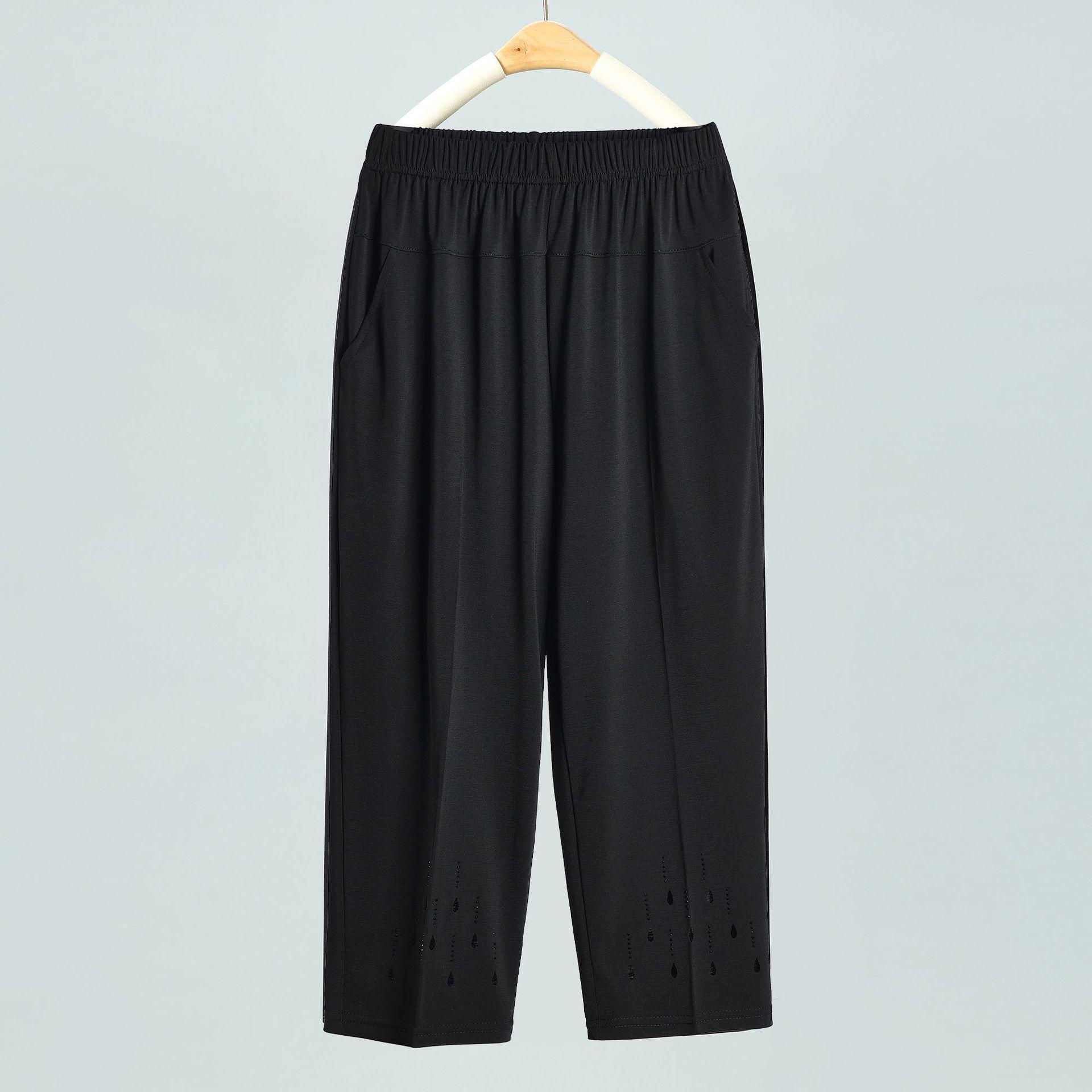 Mom s Summer High Waist Loose Ice Silk Pants for Middle-Aged Women XL (80-105 jin)