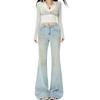 Spring new elastic flared pants Korean Spice Girls retro style women's jeans light blue trousers