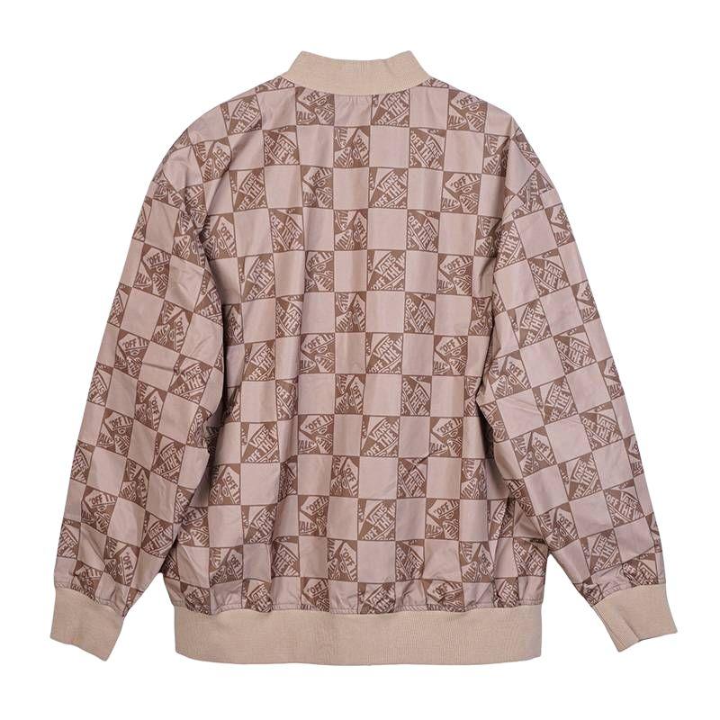 Vans Off The Wall Check Skate Bomber Casual Comfortable Long Sleeve Jacket Women jackets Khaki Brown VN000GQSCTG