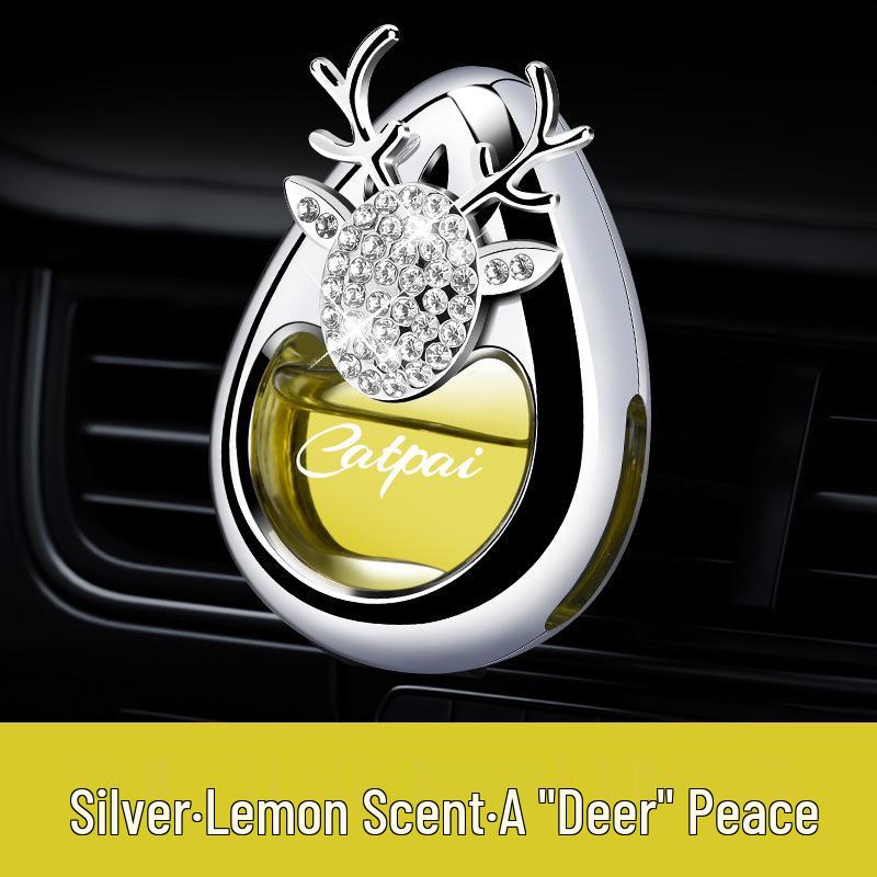 Diamond-Studded Deer Car Perfume: Elegant Air Vent Freshener & Cute Ornament for Women's Car Interiors