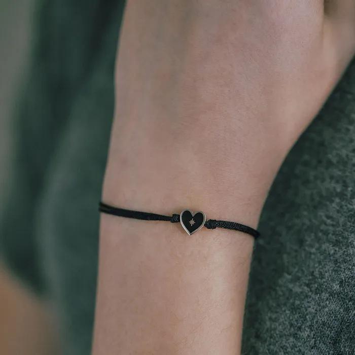 Heart Spade Enamel String Bracelet (Black) BH6B36641WB210