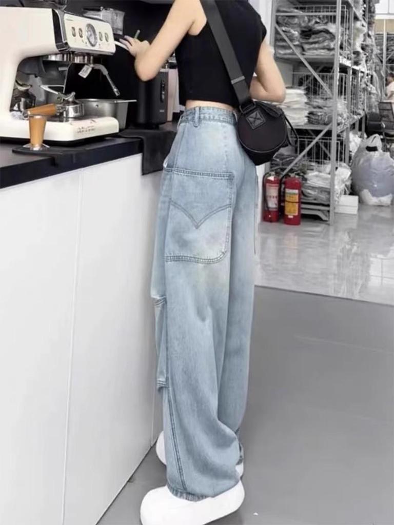 Plus Size High Waist Retro Jeans: Autumn 2025 Loose Straight Wide-Leg Pants