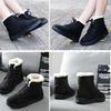 Herbst Winter Damen Verdickte Baumwollschuhe mit Fleece Lässige Kurze Stiefel für Damen Bequeme Warme Große Größe Gummi Schneestiefel