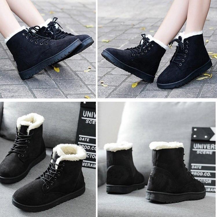 Herbst Winter Damen Verdickte Baumwollschuhe mit Fleece Lässige Kurze Stiefel für Damen Bequeme Warme Große Größe Gummi Schneestiefel