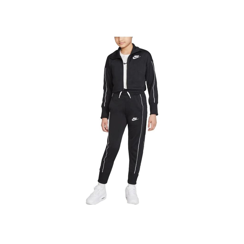 Nike Logo Print Stand Collar Casual Sports Suit Kids Suits Black DD6302-010