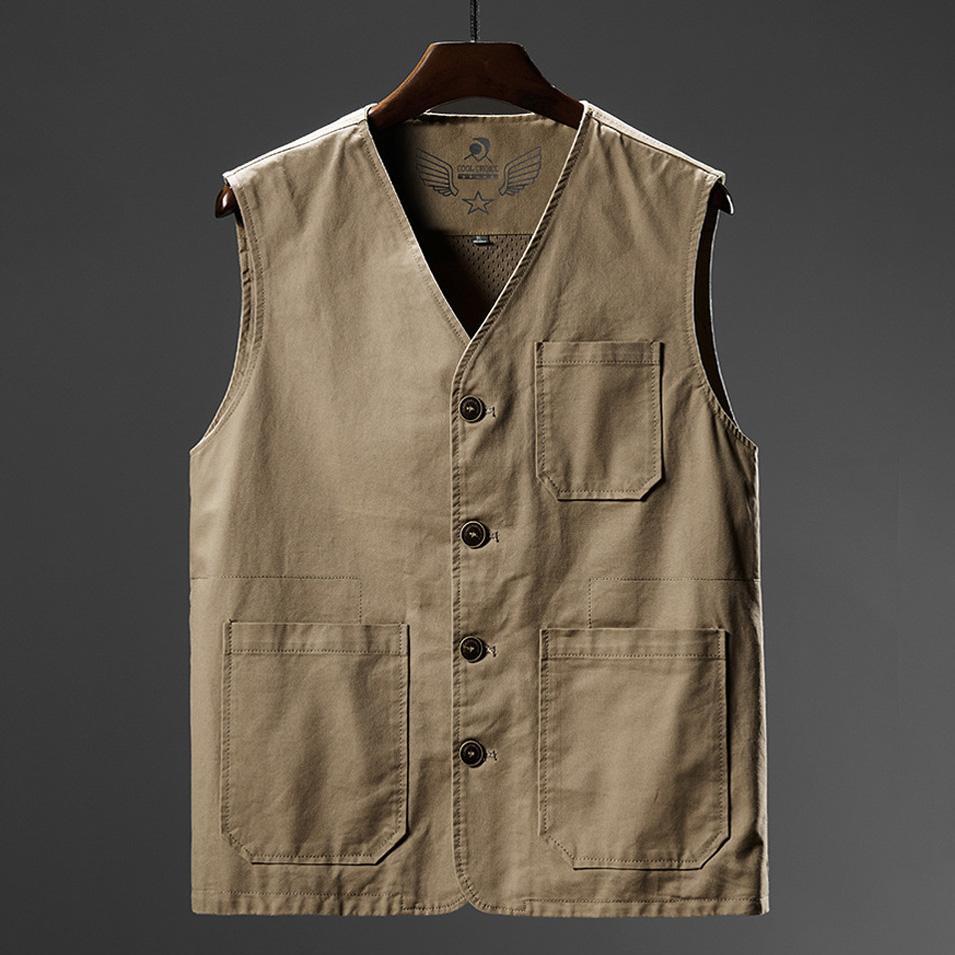 Yaz erkek Yelekler Rahat Erkek Pamuk Nefes Örgü Yelek Kolsuz Ceketler Adam Açık Balıkçılık Yelekler Giyim 8XL