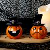Festive Halloween Room Decor Pumpkin Statue, Resin Spooky Face Figurine for Durable Art Indoor Tabletop, Tiered Tray, Party, Home Hand Painted Crafts