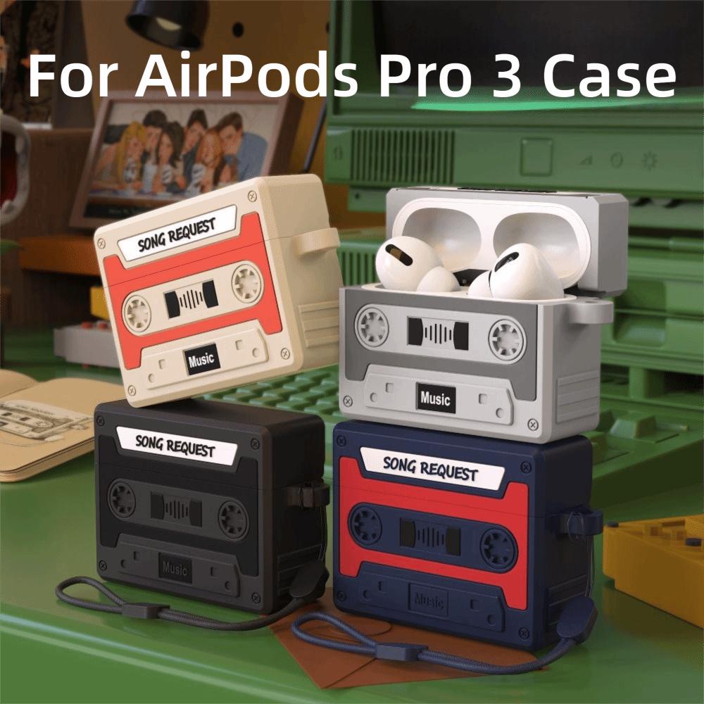 Silicone Earphone Case Retro Cassette Protective Shell for Airpods Pro 3 Accessories