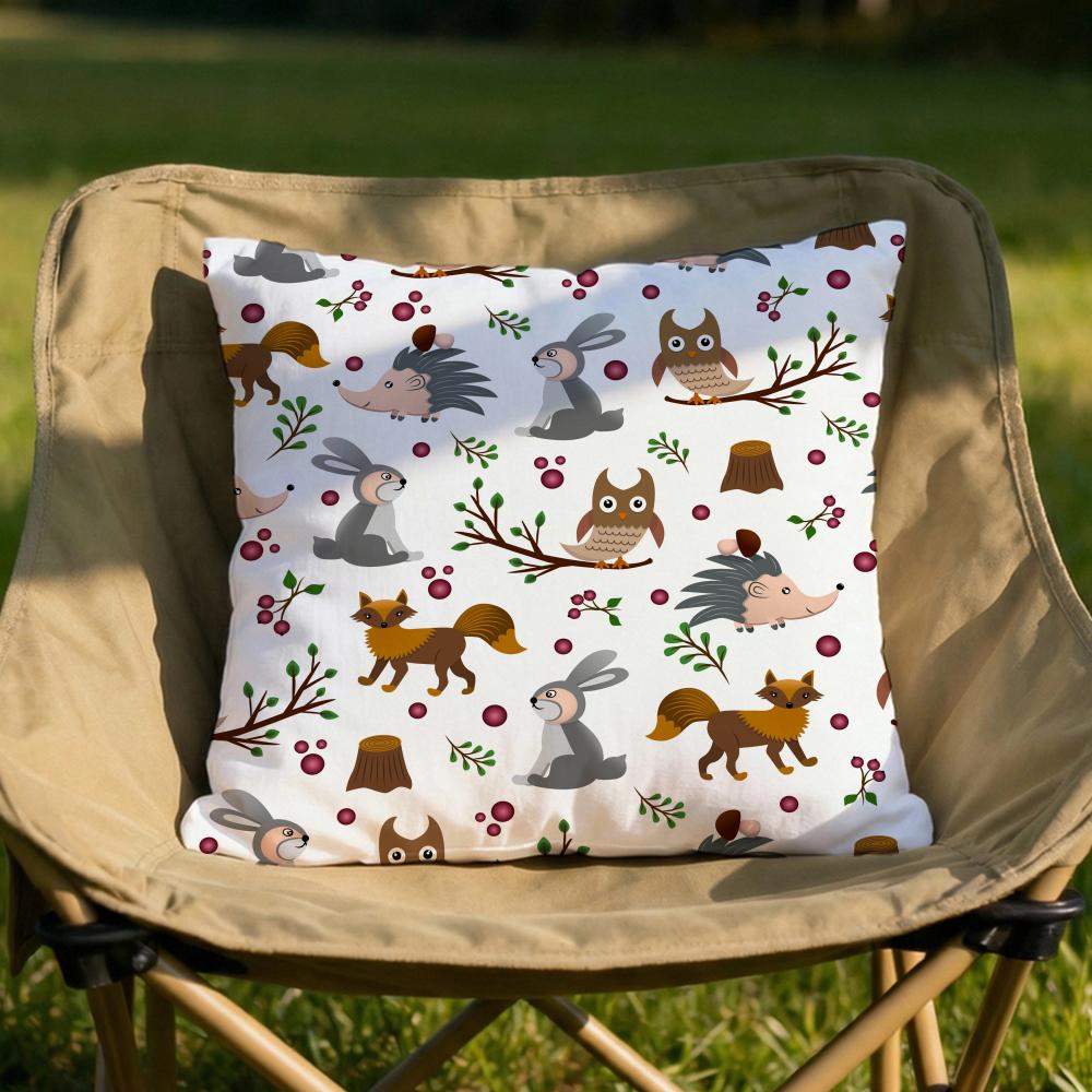 Forest Animals Printed Cushion Cover Soft Reversible  Durable Pillow Cover  MultiScene Use for Home  Car Daily Comfort