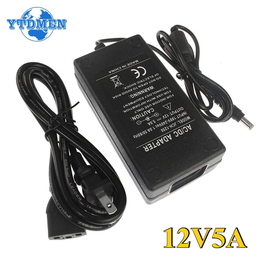 

12V 5A Power Supply Adapter DC 5A 220V To 12V Universal Power Adapter for LED Light Strip US Plug