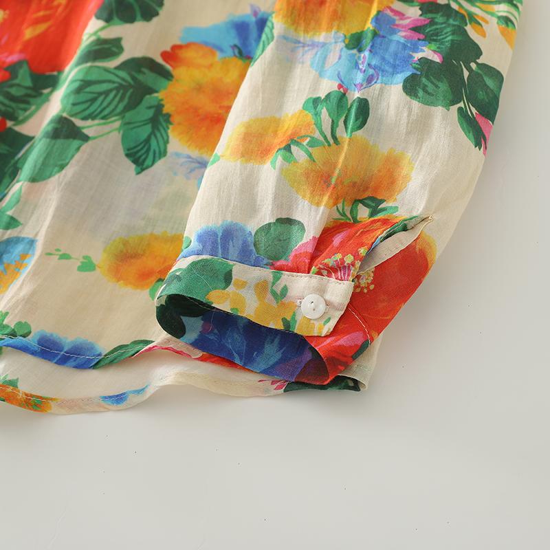 DIMANAF Plus Size Women Cotton Tops Shirts Tees Casual Loose Blouse 2025 New Autumn Print Long Sleeve