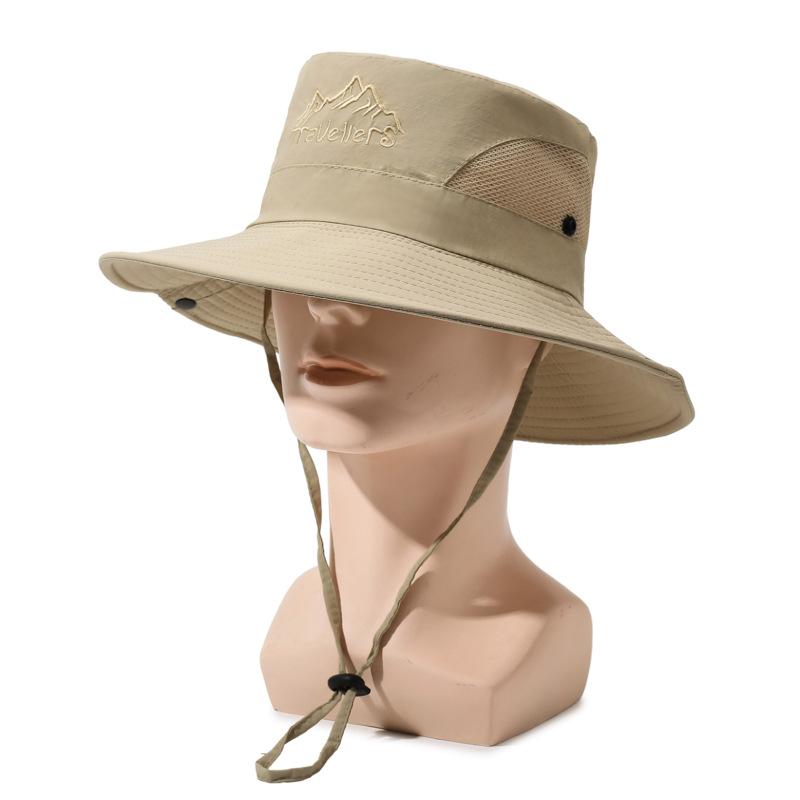 Summer Fishing Hat Men's Big Brim Hat Outdoor Solid Color Sunscreen Hat Travel Sun Hat