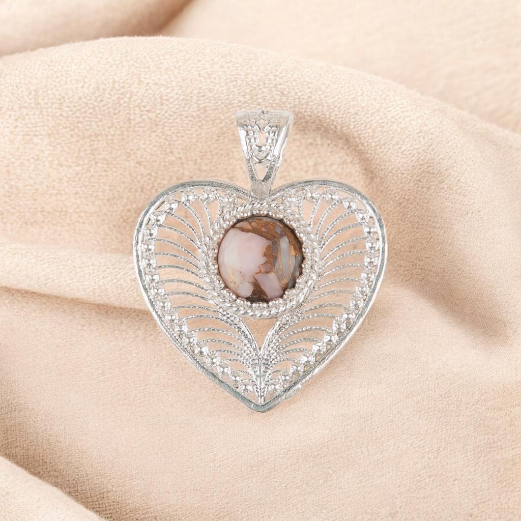 Pink Opal Turquoise Gemstone 925 Sterling Silver Jewelry Handmade Pendant 1.4" CP-15-36