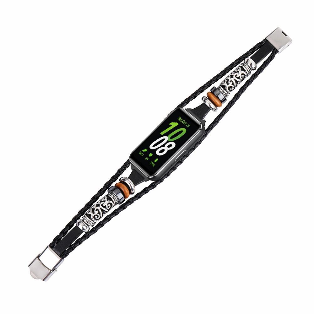 For Samsung Galaxy Fit3 PU Leather+Metal Bracelet Ethnic Retro Style Watch Strap