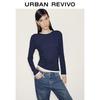 UR 2026 Women's Color-Blocked Faux Two-Piece Pleated T-shirt