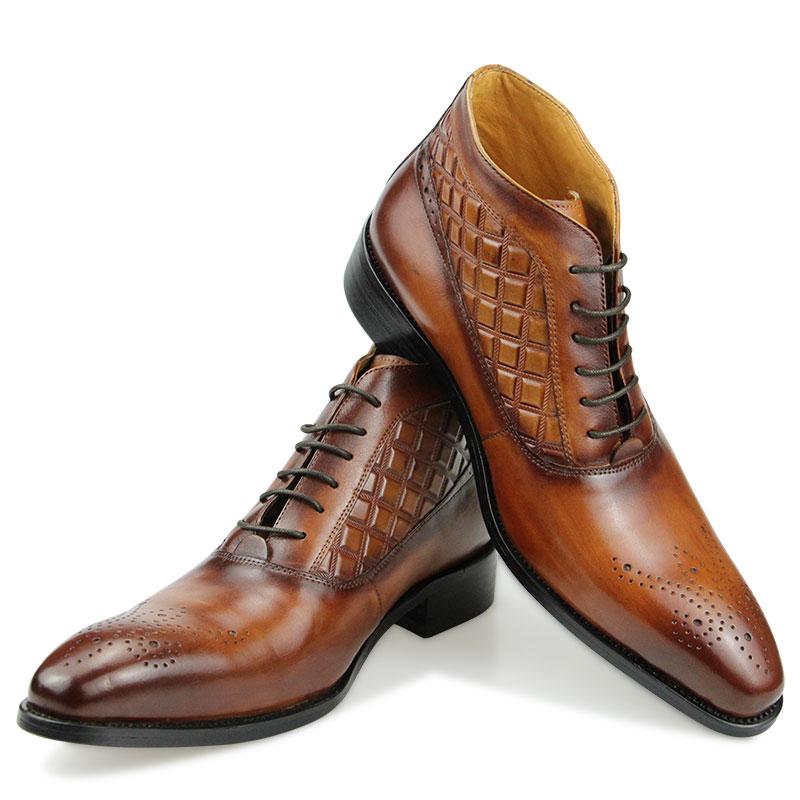Fashion Men's Ankle Boots Fashion Oxford Dress Boot for Men Genuine Leather Formal Business Wedding Dress Lace-up Fashion Casual Shoes