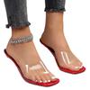 2025 Summer New Plus Size Slippers for Women, Simple Transparent Square Toe, Thick Heel, High Heels, Cool Slippers for Women