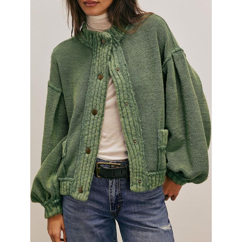 Womens Oversized Knit Cardigan Sweater Loose Fit Long Sleeve Half Turtleneck Warm Outerwear