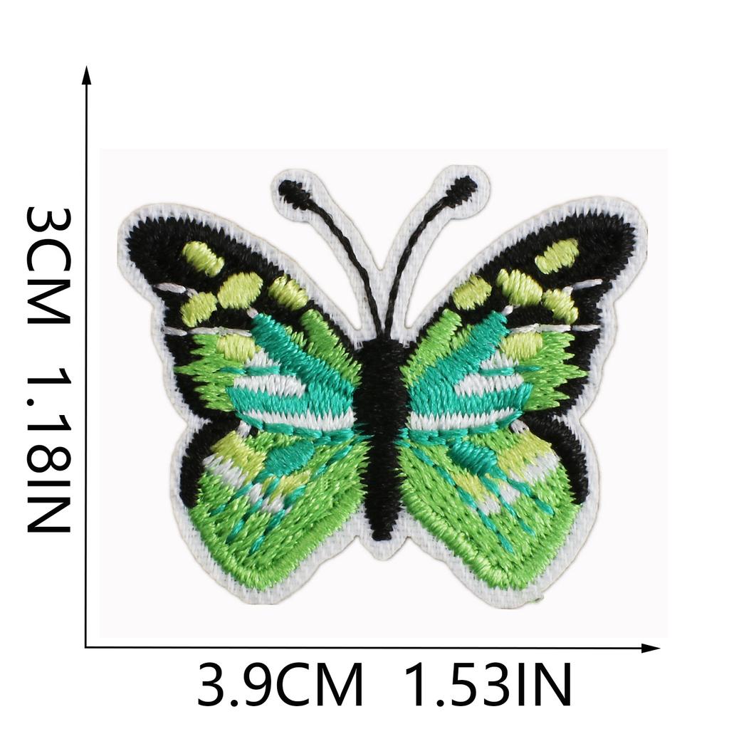 Butterfly World Embroidery Cloth Sticker Colored Flower Butterfly Computer Embroidery Label Clothes Decorative Patch Sticker Blue Butterfly