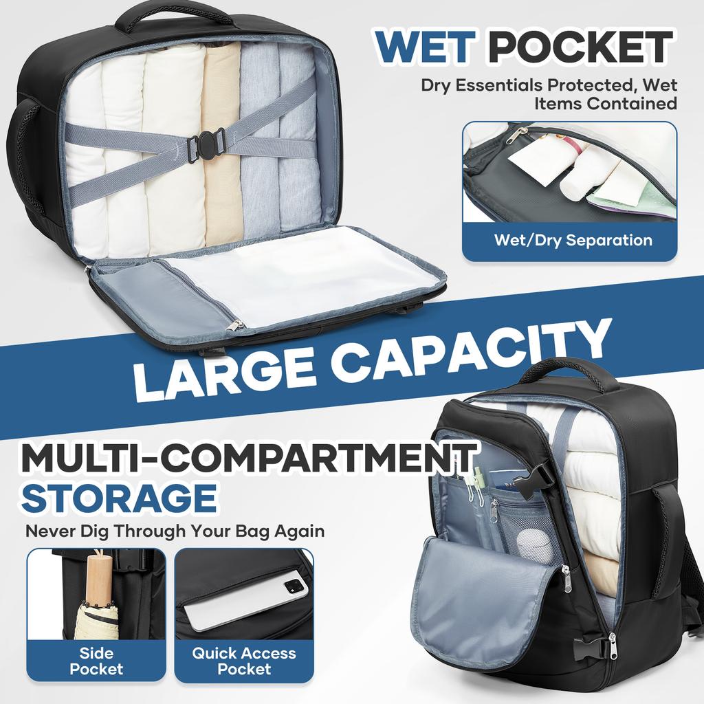 Kelioninė kuprinė po sėdyne, Wizz 40X30X20 lėktuvo kelioninė kuprinė patogi lauko vyriška kuprinė nešiojamam kompiuteriui, lauko rankinis bagažas