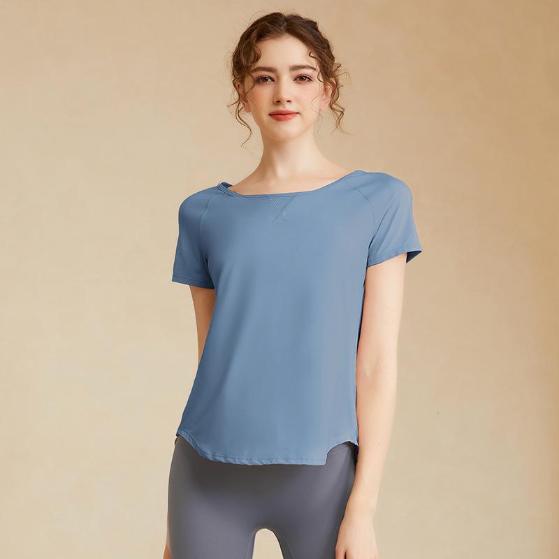 

Женский быстросохнущий топ для йоги с сетчатыми вставками - Дышащий, Свободный крой, Короткий рукав M [95-105 pounds]