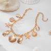 Vacation Style Layering Neck Chain Necklace with Marine Charm Shell Starfish Design Neckchain