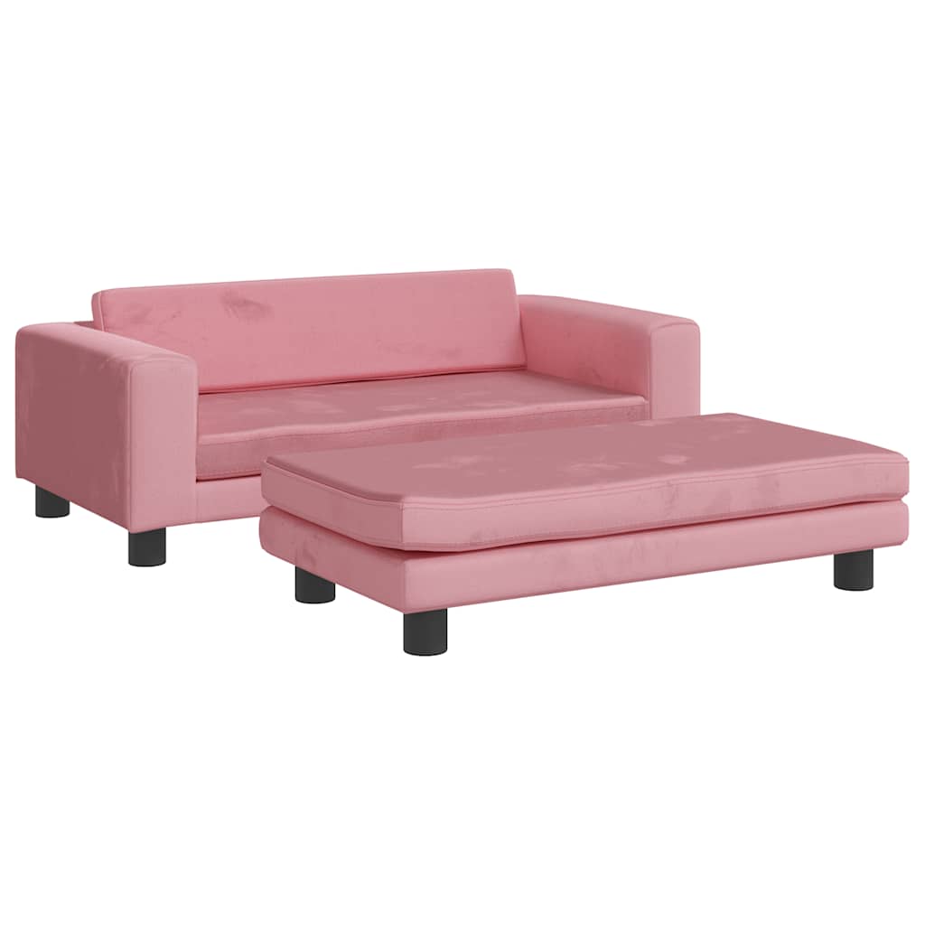 Vidaxl Divano per Bambini con Poggiapiedi, Rosa, 100X50X30 Cm, Velluto