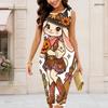 Women Plus Size Round Neck Sleeveless Halloween Ghost Print White Bodycon Midi Dress