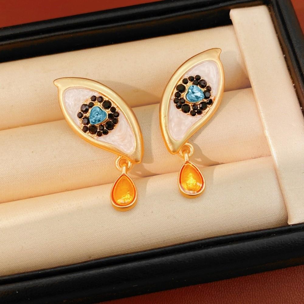 Zircon Devil's Eye Earrings Pleated Crystal Vintage Long Drop Earrings  Party Favors